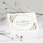 Rosa Blume, weiße Blume, Grünpflanzen, Babydusche Dankeskarte