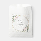 Rosa Blume, weiße Blume, Grünpflanzen, Hochzeit Geschenktütchen (Vorderseite)