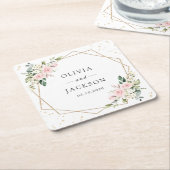 Rosa Blume, weiße Blume, Grünpflanzen, Hochzeit Rechteckiger Pappuntersetzer (angewinkelt)