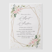 Rosa Blume, weiße Blume, Grünpflanzen, süß 16 Pergament Einladungen (Vorderseite)