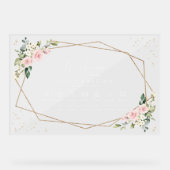 Rosa Blume, weiße Blume, Hochzeitstunde Acrylschild (Vorderseite)