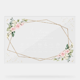 Rosa Blume, weiße Blume, Hochzeitstunde Acrylschild