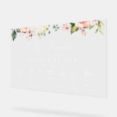 Rosa Blume, weiße Blume, Hochzeitstunde Acrylschild (Winkel)