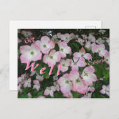 Rosa Blume werden bald gut auf Postkarte (Vorne/Hinten)