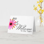 Rosa Blume Willkommen im Team Neuer Mitarbeiter Karte (Gelbe Blume)