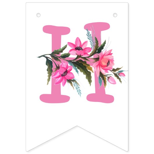 Rosa Blume Wimpelkette (Zweite Fahne)