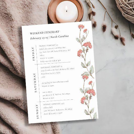 Rosa Blume Wreath Weekend Geburtstagsreise Einladung