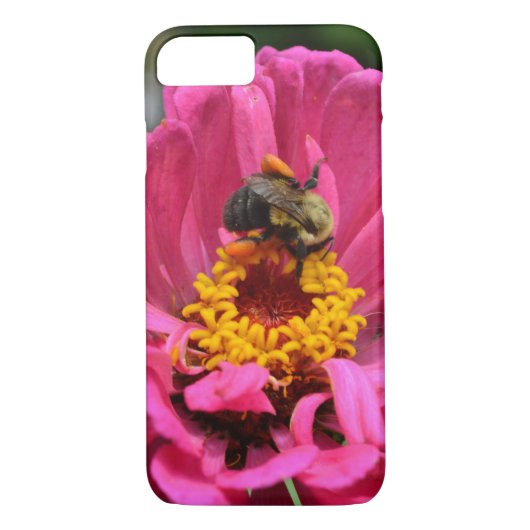Rosa Blume Zinnia Hummel Honigbiene Case-Mate iPhone Hülle (Rückseite)
