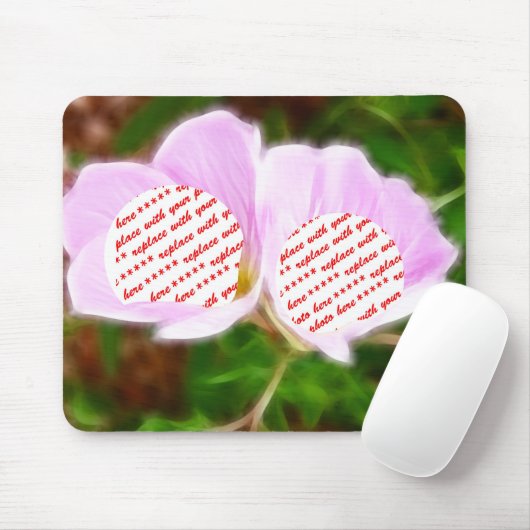 Rosa Blume Zwei-Foto-Rahmen Mousepad (Mit Mouse)