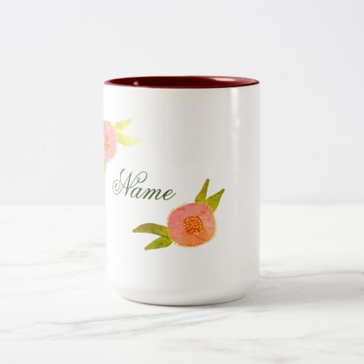 Rosa Blume Zwei-Tone-Kaffee-Tasse Zweifarbige Tasse (Mittel)