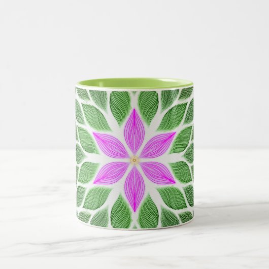 rosa Blume Zweifarbige Tasse (Mittel)