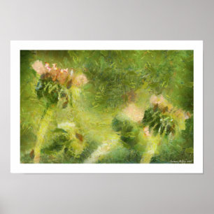 Rosa Blumen-abstrakte Grafik Poster