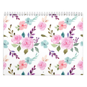 Rosa Blumen-Aquarell nahtlos Kalender