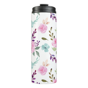 Rosa Blumen-Aquarell nahtlos Thermosbecher