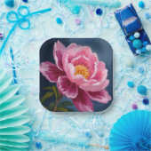 Rosa Blumen-Aquarellmalerei Pappteller (Party)