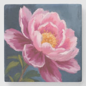 Rosa-Blumen-Aquarellmalerei Steinuntersetzer (Vorderseite)