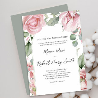 Rosa Blumen Arch Elegante Hochzeit Einladung