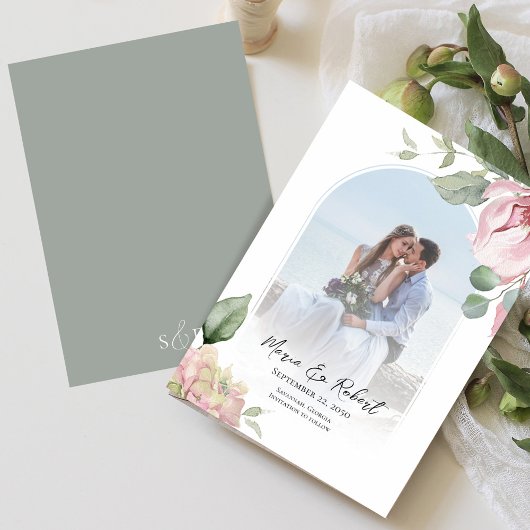 Rosa Blumen Arch Elegante Hochzeit Save The Date