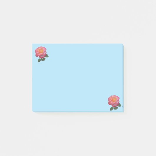 Rosa Blumen auf hellblauen Dingen zu tun Post-it Klebezettel (Vorderseite)