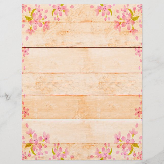 Rosa Blumen auf Holz (Vorderseite)