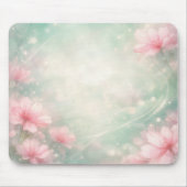 Rosa Blumen auf mintgrünem ätherischen Abstrakt Mousepad (Vorne)