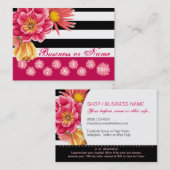 Rosa Blumen auf Schwarz-weißer Treuekarte (Vorne/Hinten)