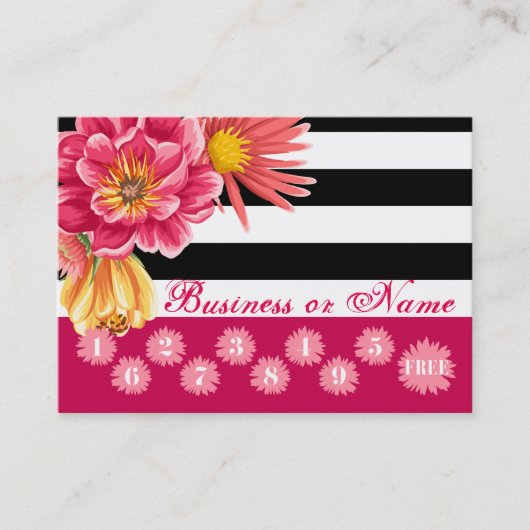 Rosa Blumen auf Schwarz-weißer Treuekarte (Vorderseite)