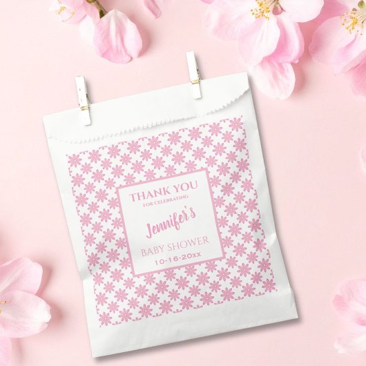 Rosa Blumen-Baby-Party  Geschenktütchen