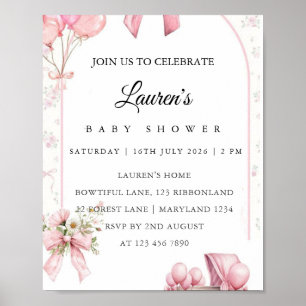 Rosa Blumen Baby Shower Einladung Mädchen Baby S Poster