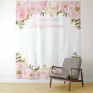 Rosa Blumen-Babyparty-Hintergrund Foto-Requisite Wandteppich