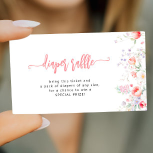 Rosa Blumen-Babyparty-Toilettenpapier-Lotterielos Begleitkarte