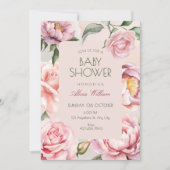 Rosa Blumen blühen Baby Shower Einladung (Vorderseite)