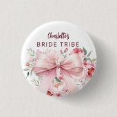 Rosa Blumen blühen Braut Tribe Button (Vorderseite)