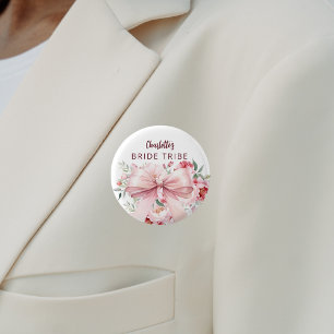 Rosa Blumen blühen Braut Tribe Button