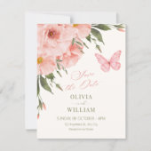 Rosa Blumen blühen Hochzeit Save The Date (Vorderseite)