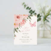 Rosa Blumen blühen Hochzeit Save The Date (Stehend Vorderseite)