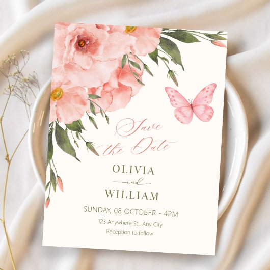 Rosa Blumen blühen Hochzeit Save The Date