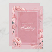 Rosa Blumen Blume Hochzeit Dankeschön Karte (Vorne/Hinten)