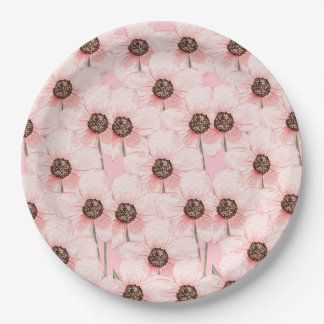 Rosa Blumen-Blumenmuster-Papierteller Pappteller