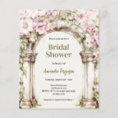 Rosa Blumen Bogen Beige Bridal Dusche Einladung (Vorderseite)
