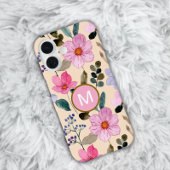Rosa Blumen Boho Monogramm iPhone-Hülle Case-Mate iPhone Hülle