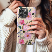 Rosa Blumen Boho Monogramm iPhone-Hülle Case-Mate iPhone Hülle