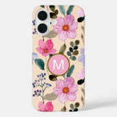 Rosa Blumen Boho Monogramm iPhone-Hülle Case-Mate iPhone Hülle (Rückseite)