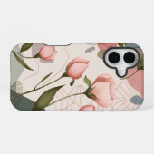 Rosa Blumen, Boho-Muster iPhone 16 Hülle (Rückseite (Horizontal))