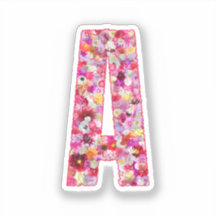 Rosa Blumen Botanisches Monogramm Buchstabe A für