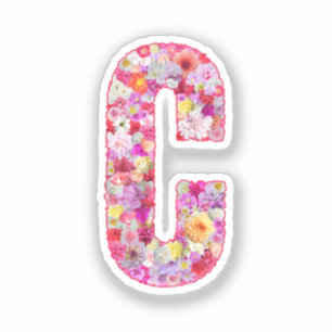 Rosa Blumen Botanisches Monogramm Buchstabe B für Aufkleber