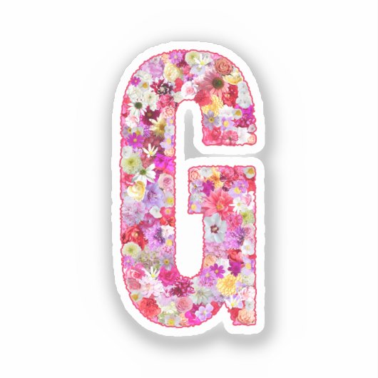 Rosa Blumen Botanisches Monogramm Buchstabe G Für  Aufkleber (Vorderseite)