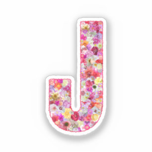 Rosa Blumen Botanisches Monogramm Buchstabe J Für Aufkleber