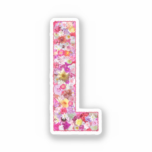 Rosa Blumen Botanisches Monogramm Buchstabe L Für Aufkleber (Vorderseite)