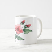 rosa Blumen, botanisches rotes Mit Blumengrün Kaffeetasse (VorderseiteRechts)